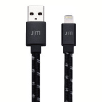 Just Mobile AluCable Flat Braided Lightning to USB Cable - Black