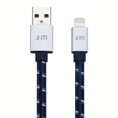 Just Mobile AluCable Flat Braided Lightning to USB Cable - Silver